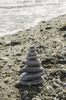 Stacked sea stones