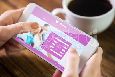 Composite image of woman using smartphone