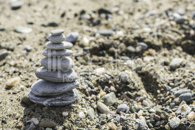 Stacked sea stones