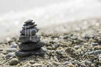 Stacked sea stones