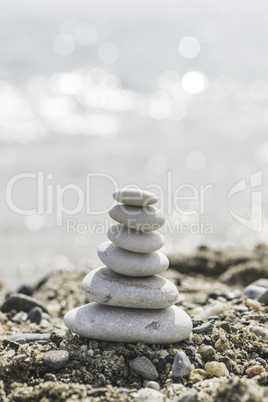 Stacked sea stones