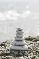 Stacked sea stones