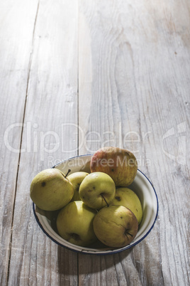 Apples in vintage metal cup