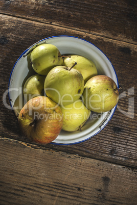 Apples in vintage metal cup