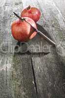 Pomegranate on wooden table