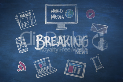 Composite image of breaking news doodle
