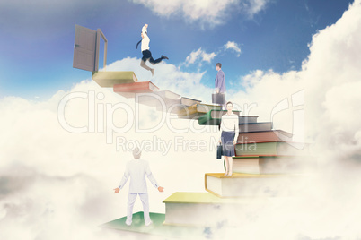 Composite image of jumping businessman