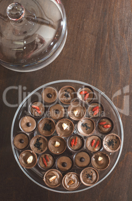 Chocolates in a luxurious glass dish