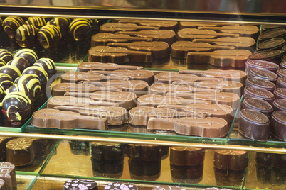 Chocolate candy in a store window