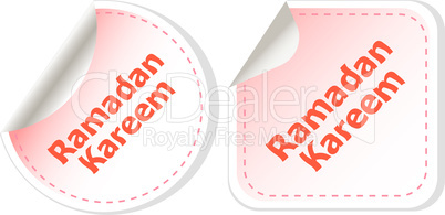 Arabic Islamic calligraphy of text Ramadan Kareem stickers label tag set isolated on white