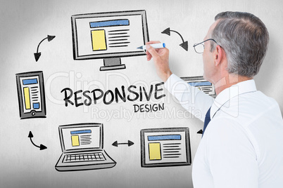 Composite image of businessman writing with black marker Composite image of businessman writing with black marker