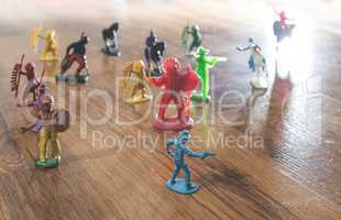 Miniature figures toys on the floor