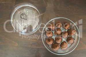 Chocolates in a luxurious glass dish