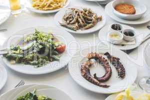 Table in greek restaurant