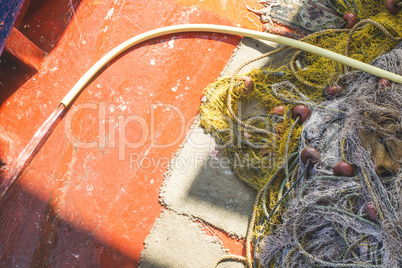Fishnets on fish boat