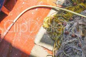 Fishnets on fish boat