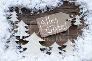 Christmas Label Snow Alles Gute Mean Best Wishes