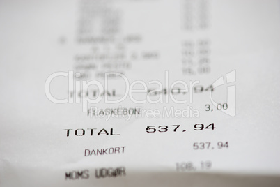 Danish shpping receipt