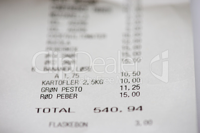 Danish shpping receipt