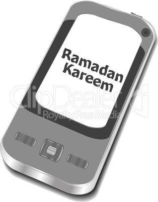 smart phone with ramadan kareem word on it