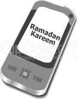 smart phone with ramadan kareem word on it