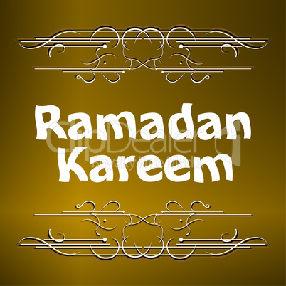 Ramadan Kareem gold lettering star new moon, mockup Islamic greeting card