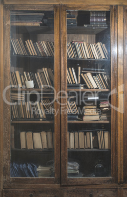 Old books in a vintage library