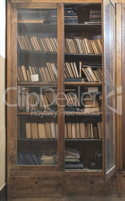 Old books in a vintage library