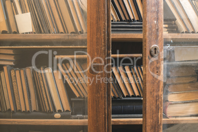 Old books in a vintage library