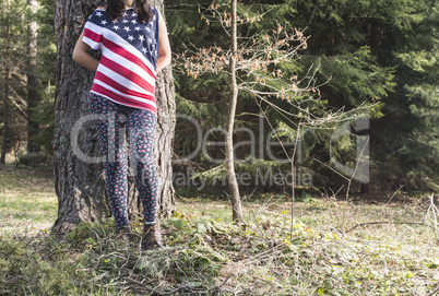 Pregnant woman in the forest