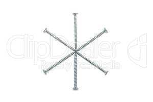 Six-pointed star made of screws isolated