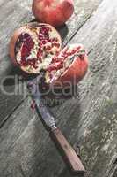 Pomegranate on wooden table