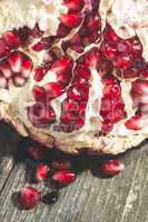 Pomegranate on wooden table