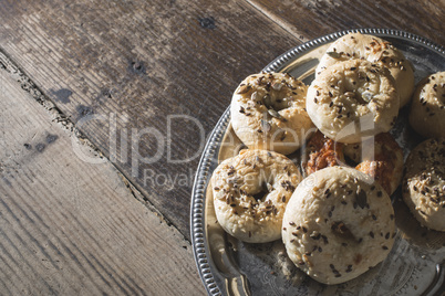 Bagels on a vintage table