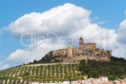Medieval La Mota castle on the hill above Alcalá la Real town in Andalusia, Spain
