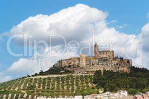 Medieval La Mota castle on the hill above Alcalá la Real town in Andalusia, Spain