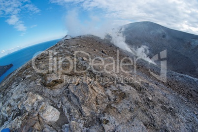 Fisheye view of Grand (Fossa) crater of Vulcano island near Sicily, Italy