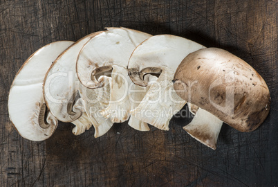 Mushrooms on wooden table