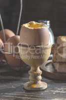 Boiled eggs breakfast table