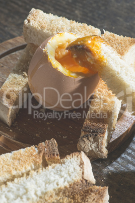 Boiled eggs breakfast table