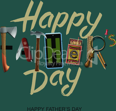 Happy fathers day card, vintage retro design, vector illustration.