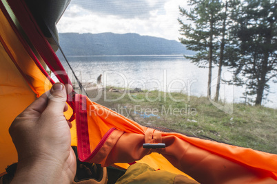 View from inside the tent.