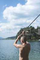 Man on fishing with rod