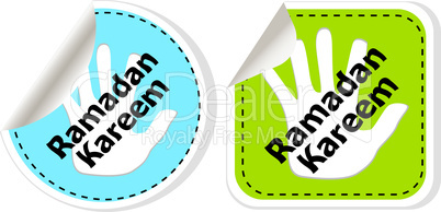 Arabic Islamic calligraphy of text Ramadan Kareem stickers label tag set isolated on white