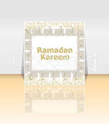 Calligraphy of Arabic text of Ramadan Kareem for the celebration of Muslim community festival.