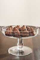 Chocolates in a luxurious glass dish