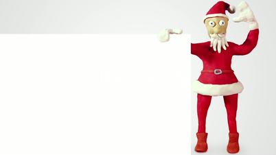 santa claus with white blank board loopable animation