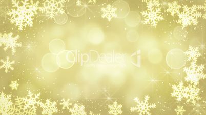 golden snowflakes and blinking stars loopable background