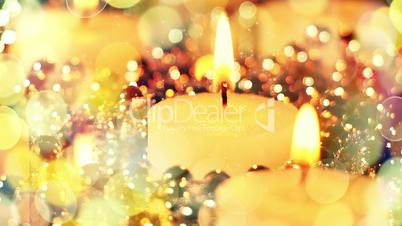 candles and christmas lights bokeh loopable background