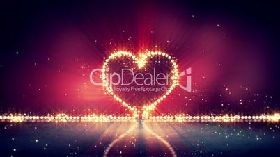 heart shape glowing lights loop background